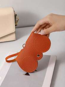 1個可攜式pu皮眼鏡收納袋,女性專用的太陽眼鏡盒配有夾子,時尚的近視眼鏡盒 - 彩色 - 查看 1