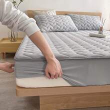 1pc Thickened Waterproof Mattress Cover Breathable Noiseless Skin-Friendly Bedding Protection Sheet (Without Pillowcase), Suitable For Home Bedroom Dormitory, Multiple Sizes, 360° Encirclement And Embossment Craftsmanship - Grey - View 1