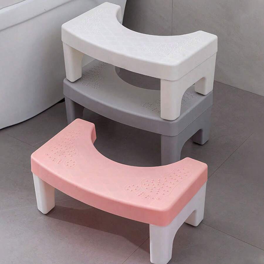Adult Foldable Toilet Stool, Heavy Duty Portable Squatting Foot Stool Made Of Plastic, Equipped With Space For Air Freshener, Slip-Resistant Bathroom Toilet Assist Step Stool - White - View 1