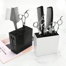 1pc Hairdressing Tool Storage Box Base With Scissors Holder, Hair Dye Brush And Comb Slot, Salon Scissors Rack - Multicolor - View 7