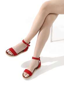 Women's Espadrille Flatform Platform Wedges  Sandals  Open Toe Ankle Strap  Summer Shoes - 紅色 - 查看 5
