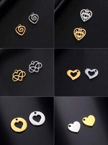 5pcs/Set Stainless Steel Heart Shaped Pendant For Necklace, Earrings, Hat, Brooch Making, Valentine's Day Gifts Diy Crafts