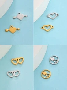 5pcs/Set Stainless Steel Heart Shaped Pendant For Necklace, Earrings, Hat, Brooch Making, Valentine's Day Gifts Diy Crafts