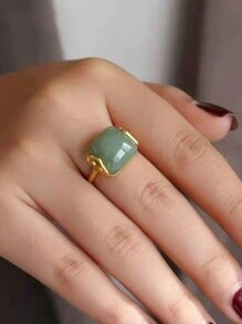 1枚復古優雅的無名指古典如意仿和田玉戒指 - 單戒 - 查看 2