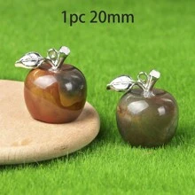 1pc Natural Crystal Jade Apple Small Ornament Mixed Colorful Gift