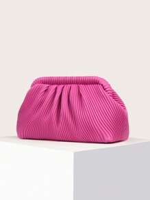 Pleated Cloud Shaped Clutch Bag With Clip Closure