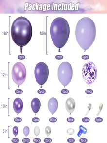 133 件紫色氣球花圈套件,帶有花朵和拱門風格,適合生日婚禮派對裝飾（配件顏色隨機） - 彩色 - 查看 2
