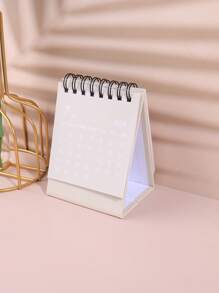 1入迷你米白桌面日曆,簡單&便攜的辦公&學生用品日程表架 - 米色 - 查看 4