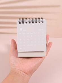 1入迷你米白桌面日曆,簡單&便攜的辦公&學生用品日程表架 - 米色 - 查看 5