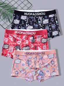 3pcs/Set Color Block Novelty & Cute Men's Boxer Shorts - Multicolor - View 1