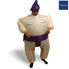 1 件 HOLASEASON 户外游戏相扑摔跤手充气服装（紫色腰带）、家庭游戏道具、角色扮演服装、相扑摔跤手充气服装、不含电池、适合家庭娱乐、节日商店和有趣的礼物、适合万圣节/圣诞节/感恩节的成人派对游戏 - 米色 - 查看 4