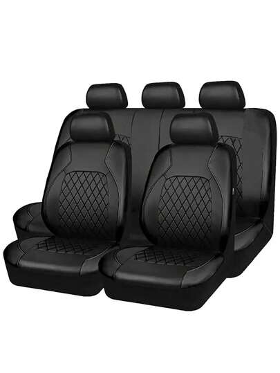 5座全套pu皮革通用汽車座套,適用於轎車、suv和卡車的所有季節