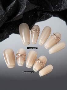 GIRL PLUS 10入組假甲,3d交叉和魔鏡粉色美甲貼,適合女性日常佩戴 - 彩色 - 查看 2