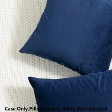 4pcs Simple Solid Color Short Plush Skin-Friendly Pillowcase Without Filling - Navy Blue - View 6