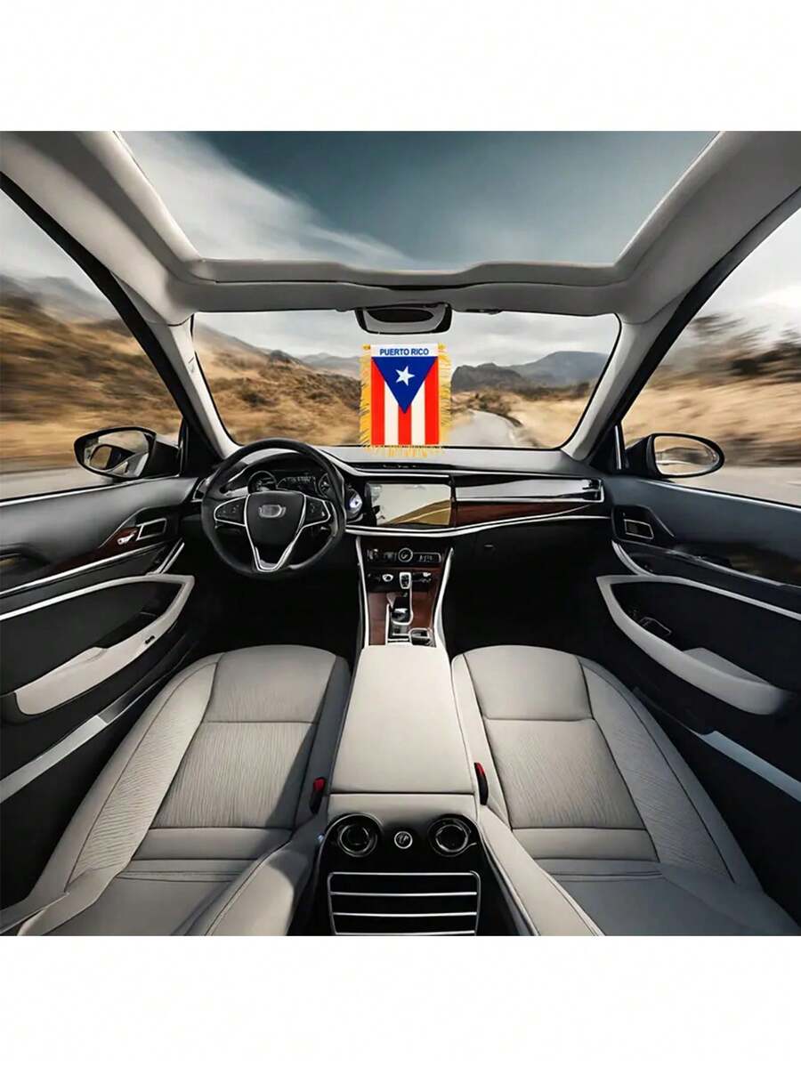 1pc, Puerto Rico Hanging Flag, Puerto Rico Mini Flag, Car Decoration Flag, With Suction Cups For Adsorption, Suitable For Bay Window Car Rearview Mirror Decoration, Indoor And Outdoor Decoration - Multicolor - View 1