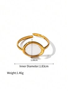 Uworld 1件18k金鍍不銹鋼簡約樹脂開口戒指 - 彩色 - 查看 2