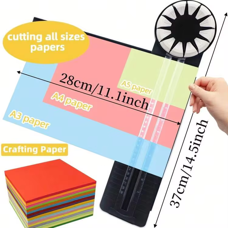 Black Paper Cutter, Cardstock Cutter, Cutting Machine, Mini Paper Cutter, Handicraft Cutting Tool, 12-In-1 Cardstock Paper Cutting Machine - Black and White - View 2