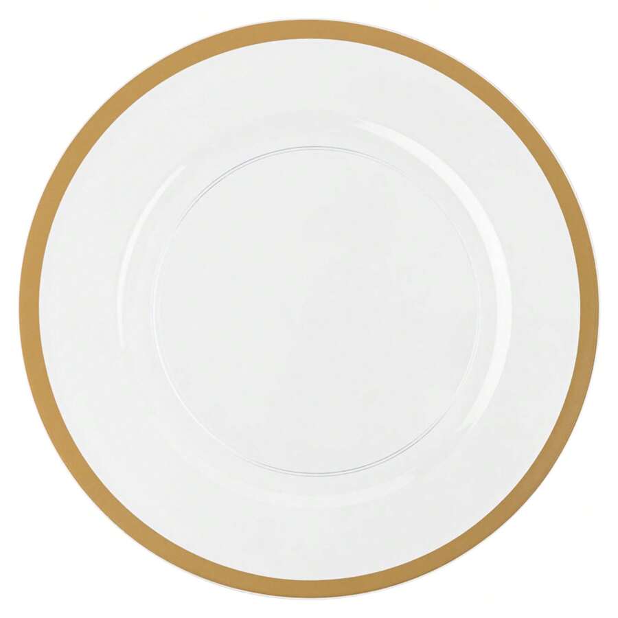 White With Gold Rim Round Charger Plates (13") 60 Plates SHEIN USA