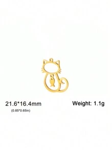 1個不鏽鋼可愛動物貓掛墜,適用於自製珠寶,適合項鍊,耳環,帽子裝飾,批發 - 貓咪系列 - 查看 34