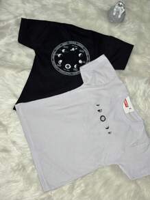 JZ DESIGN KIT2 Conjunto CAMISETA UNIVERSO + CALÇA CARGO CAQUI Infantil E Juvenil - Branco - Visão 3