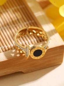 1 Stück Modischer Eleganter Schlichter Gold Plattierter Edelstahlring Für Frauen/mädchen, Beliebtes Accessoire, Kreatives Geschenk Für Partys/dating/muttertag