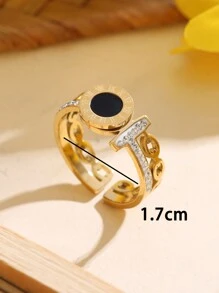 1 Stück Modischer Eleganter Schlichter Gold Plattierter Edelstahlring Für Frauen/mädchen, Beliebtes Accessoire, Kreatives Geschenk Für Partys/dating/muttertag