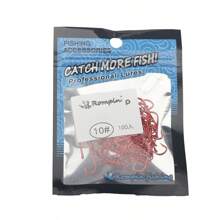Rompin 100pcs/Pack Ultra Small Red-Sleeve Fishing Hook With Tube & Ring & Hole Design, Minnow Hooks In 1-10#