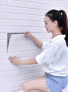 10張35*38cm立體磚牆貼泡3d自黏壁紙防撞軟包臥室裝飾防水防潮牆貼 - 白色 - 查看 3