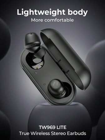  HAVIT TW969 LITE TWS 耳塞无线 V5.4 真无线立体声入耳式耳机，25 小时续航时间，轻巧舒适的耳机，适合女性学生