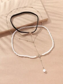 1pc Summer Sexy Gothic Style Lace Crystal Tassels Pearl Leg Chain, Suitable For Women Beach Resort Nightclub Party Leg Dress Accessories