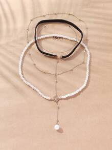 1pc Summer Sexy Gothic Style Lace Crystal Tassels Pearl Leg Chain, Suitable For Women Beach Resort Nightclub Party Leg Dress Accessories