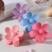 4pcs Teen Floral Hair Clips, Colorful Flower Design Hair Claws For Girls Daily Use - Multicolor - View 6