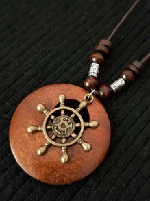 1入組復古風格木頭合金貓頭鷹長款女性項鍊 - 彩色 - 查看 11