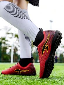 Men's Football Shoes Anti-Skid Nail Professional High-Top Breathable Sports Boots For Outdoor Indoor - Red - View 6