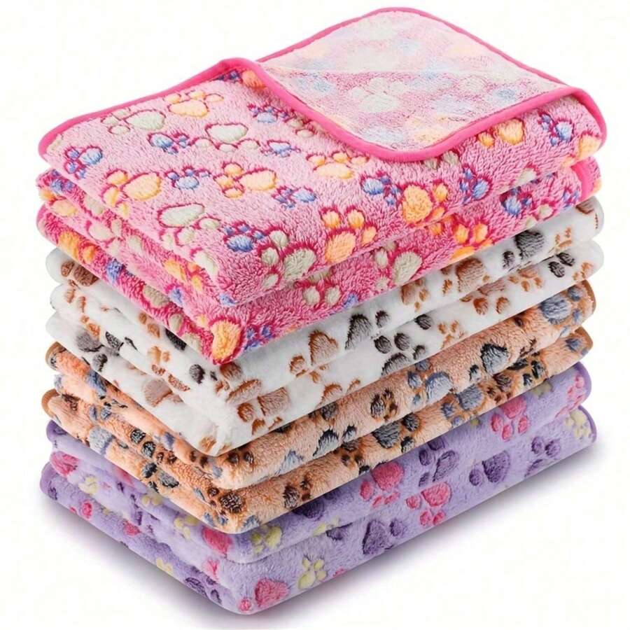 1pc Random Color Cat/Dog Lover Gift And Dog/Cat Mom Love Pet Blanket/Towel With Cat Lover And Cat Mom Love Paw Design, Suitable For Large/Medium/Small Dog Lover And Dog Mom Loves And Cat Lover And Cat Mom Loves, Cat/Dog Lover Gift And Dog/Cat Mom Love Pet Sleeping Mat