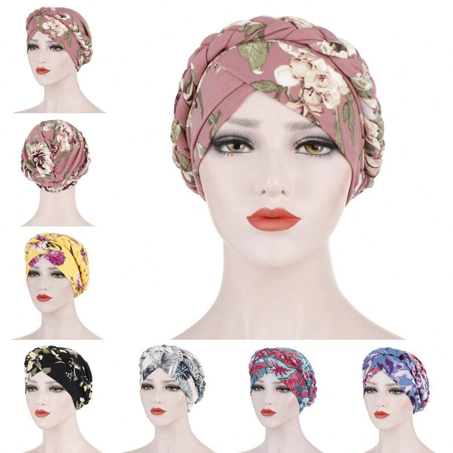 花式髮辮頭巾帽,女性頭巾包頭巾,預綁頭巾帽頭巾帶,波西米亞風格髮帽頭巾 - 彩色 - 查看 1