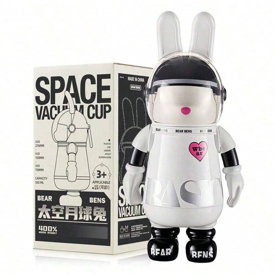 1pc Bearbens Kumamon Insulated Water Bottle With Cute Moon Rabbit Design, Large Capacity And Highly Attractive Value Suitable For Men And Women - White - View 1