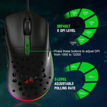 MAGIC-REFINER Wired Gaming Mouse With Side Buttons RGB Backlit Honeycomb With Weight Tuning, Adjustable Weight, Extra Replaceable Cover,12,000 DPI Optical Sensor Programmable For Windows PC Gamers - Black - View 5
