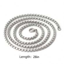 1條經典簡約嘻哈銀鍊鈦鋼項鍊時尚珠寶男女款 - 銀色 - 查看 13