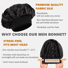 ZTZI 1pc Satin Silk Bonnet For Men Reversible Sleep Cap Hair Bonnet For Sleeping Satin Bonnets For All Hair Types - Multicolor - View 2