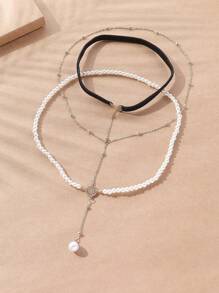 1pc Summer Sexy Gothic Style Lace Crystal Tassels Pearl Leg Chain, Suitable For Women Beach Resort Nightclub Party Leg Dress Accessories