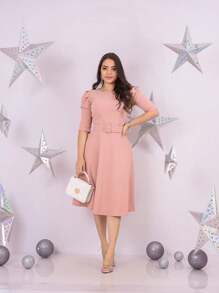 Women Dresses - 乾枯玫瑰色 - 查看 1