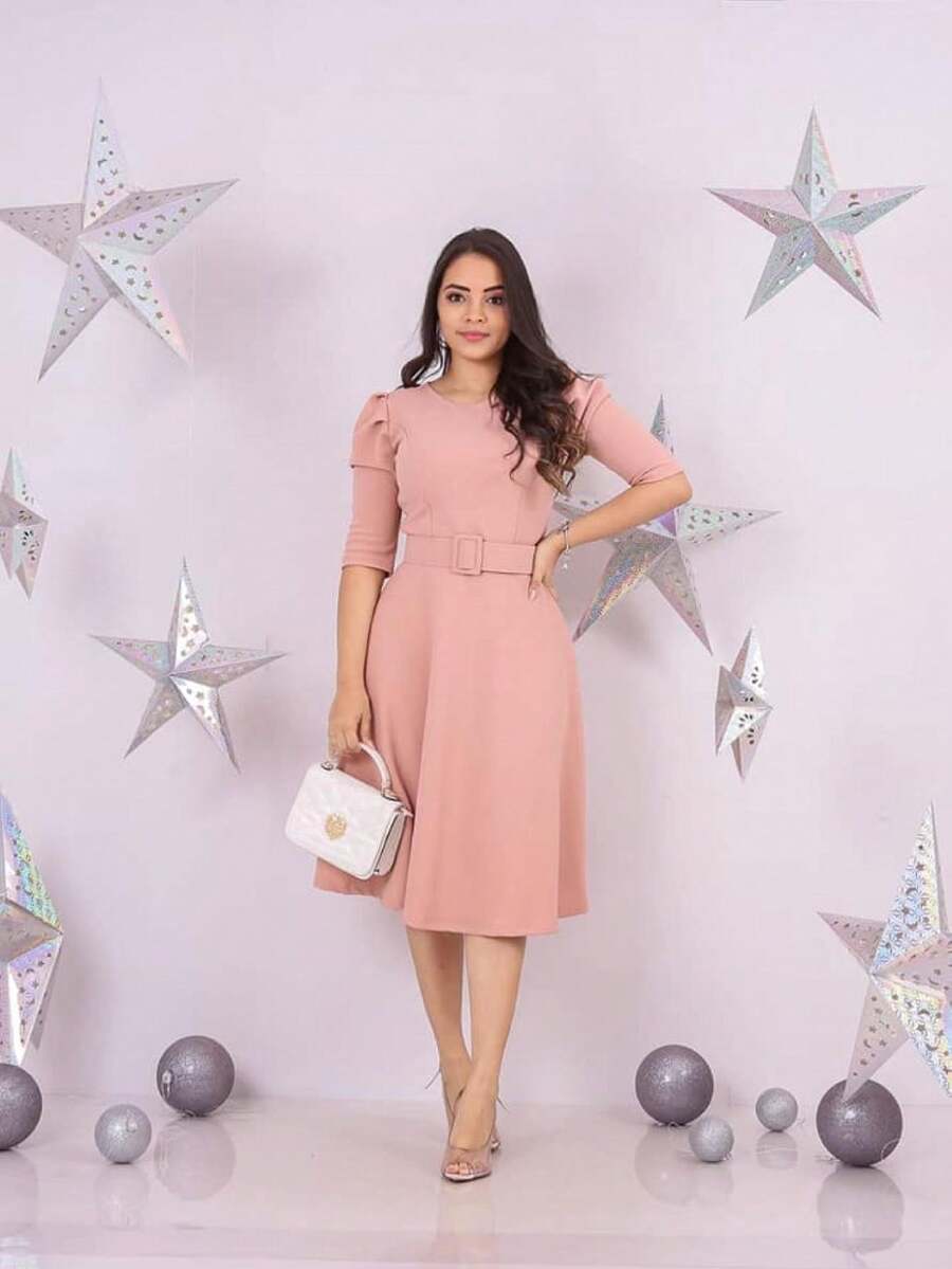 Women Dresses - 乾枯玫瑰色 - 查看 1