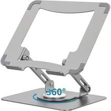 Laptop Stand With 360° Rotating Base, Ergonomic Computer Riser For Desk, Adjutable Height Muti-Angle, Foldable Laptop Mount, Stable Metal Holder Support 10-15.6" Notebook PC - 黑色 - 查看 1
