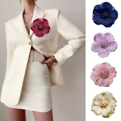 1pc Organza Barbecued Rose Blossoms Brooch Women Party Accessories Valentines