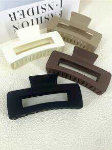4入組女士黑白卡其色立體爪形髮夾，日常休閒髮飾 - 彩色 - 查看 1