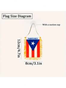 1pc, Puerto Rico Hanging Flag, Puerto Rico Mini Flag, Car Decoration Flag, With Suction Cups For Adsorption, Suitable For Bay Window Car Rearview Mirror Decoration, Indoor And Outdoor Decoration - Multicolor - View 2