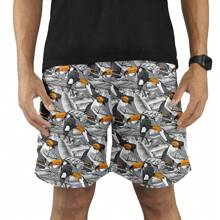 Short Praia Masculino Branco Tucano Praia Secagem Rápida Bolsos Laterais Tactel Academia Treino Piscina Verão Musculação Calção de Banho - Multicolorido - Visão 1