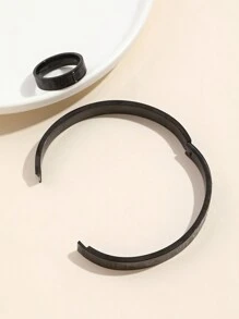 Bộ 2 món trang sức bằng thép không gỉ khắc số La Mã, thích hợp để đeo hàng ngày hoặc làm quà tặng. - màu đen - Xem 3