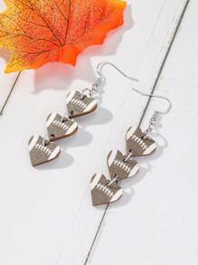 1雙復古木頭三色調南瓜形狀耳環,合適適合萬聖節和感恩節禮品適合女士